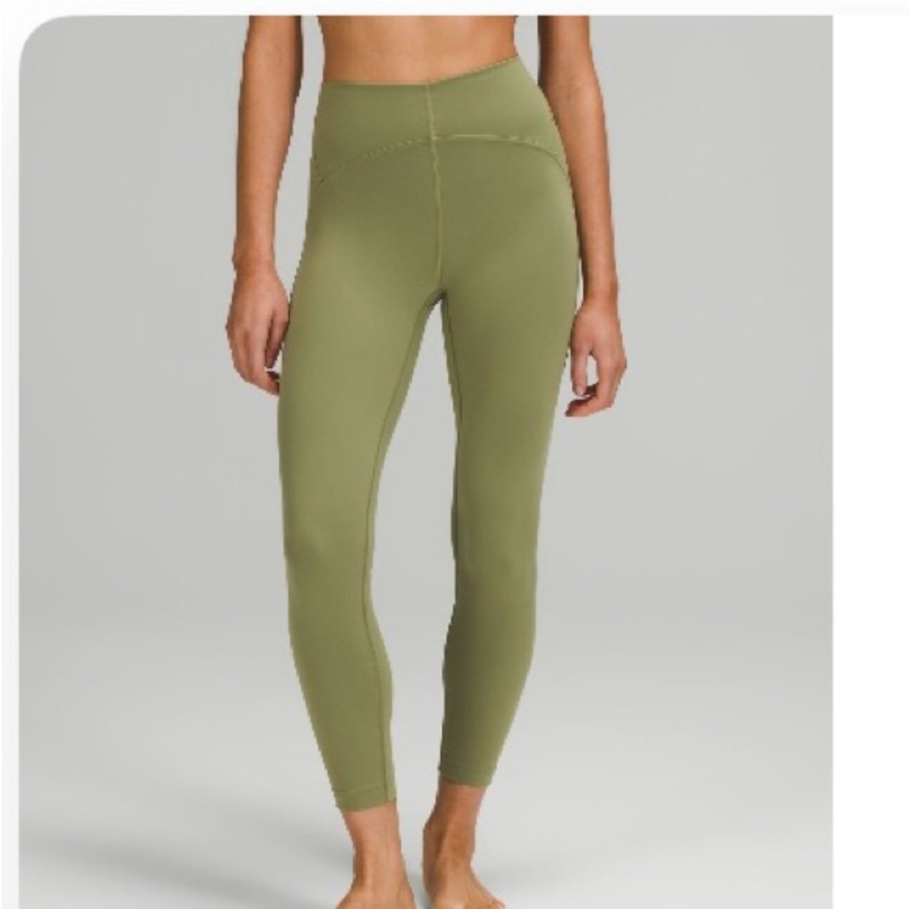 LULU-LEMON Olive Green High-Waisted Leggings